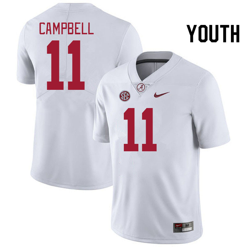 Youth #11 Jihaad Campbell Alabama Crimson Tide College Football Jerseys Stitched-White